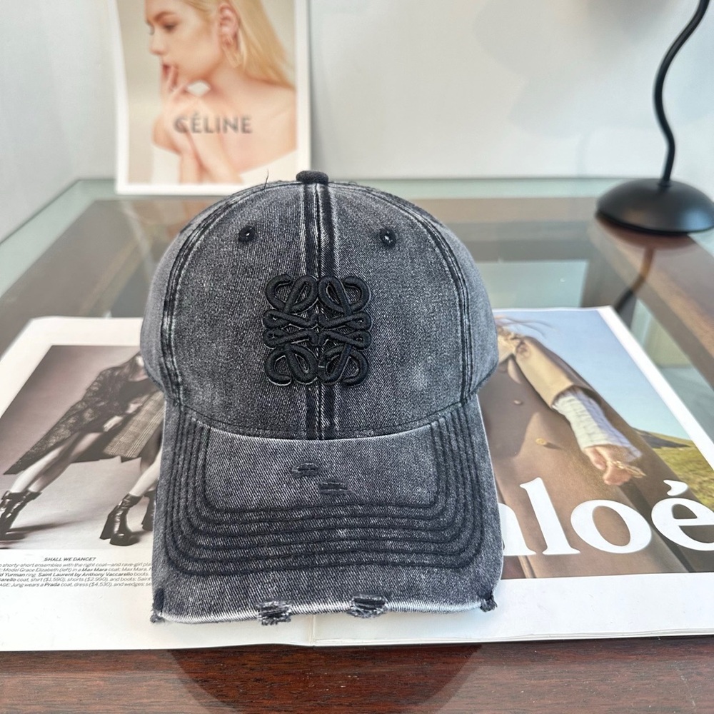 Washed Charcoal Men's Baseball Cap with Raised Black Emblem